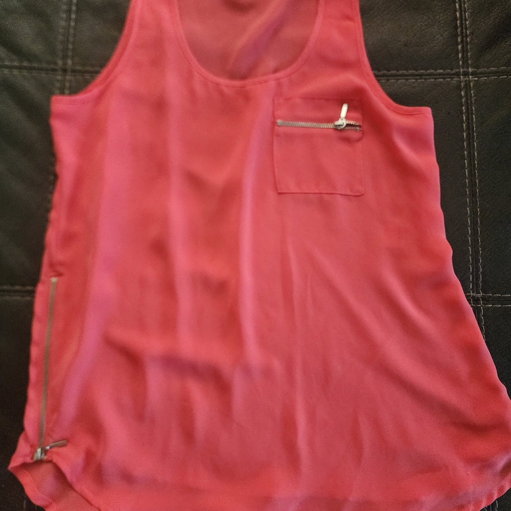 Maurices Pink Tank Top with Zipper Accents